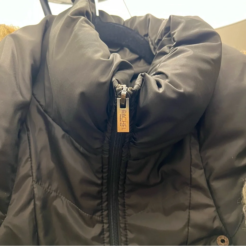 Rachel Roy Olive Green Winter Puffer Coat with fur hood size Large - Picture 2 of 6